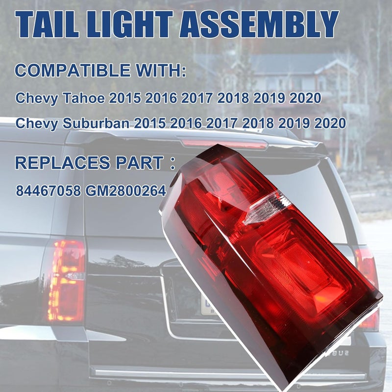 Goopool Tail Light Assembly Compatible with Chevy Tahoe Suburban 2015 2016 2017 2018 2019 2020 LED Brake Lamp Left Driver Side # 84467058 GM2800264 - Image 2